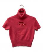 DIESELディーゼル）の古着「Dロゴデザイン半袖ニット/A06713」｜ピンク