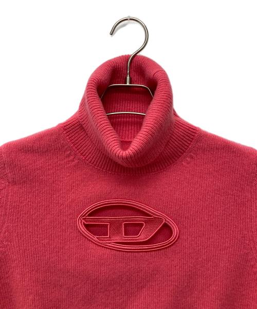 DIESEL（ディーゼル）DIESEL (ディーゼル) Dロゴデザイン半袖ニット/A06713 ピンク サイズ:3の古着・服飾アイテム