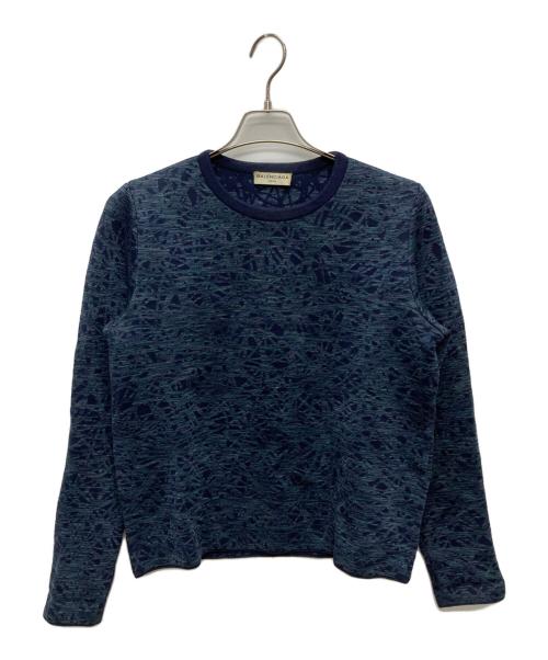 BALENCIAGA（バレンシアガ）BALENCIAGA (バレンシアガ) 総柄ニット/343962 T7062 ネイビー サイズ:Sの古着・服飾アイテム