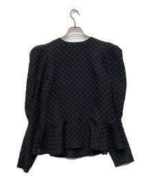 OHGA（オオガ）の古着「フラワージャガードブラウス/OHGA-1060」｜ブラック