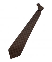LOUIS VUITTON（ルイ ヴィトン）の古着「ダミエ柄シルクネクタイ」｜ブラウン