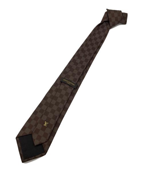 LOUIS VUITTON（ルイ ヴィトン）LOUIS VUITTON (ルイ ヴィトン) ダミエ柄シルクネクタイ ブラウン サイズ:-の古着・服飾アイテム