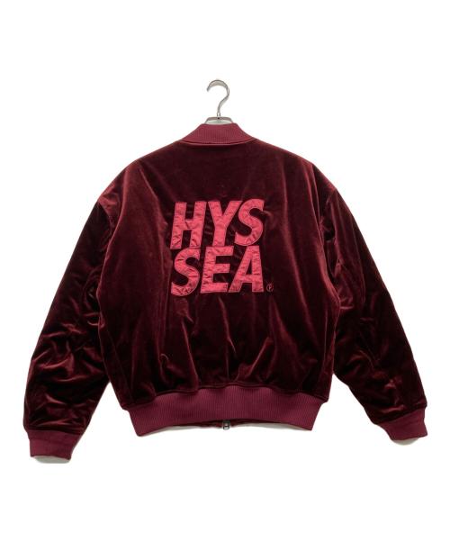 Hysteric Glamour（ヒステリックグラマー）Hysteric Glamour (ヒステリックグラマー) WIND AND SEA (ウィンダンシー) ベロア ボンバー ジャケット/WDS-C-HYS-23-AP-Q1-04 ボルドー サイズ:XLの古着・服飾アイテム