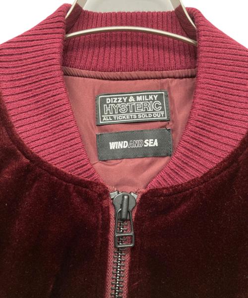Hysteric Glamour（ヒステリックグラマー）Hysteric Glamour (ヒステリックグラマー) WIND AND SEA (ウィンダンシー) ベロア ボンバー ジャケット/WDS-C-HYS-23-AP-Q1-04 ボルドー サイズ:XLの古着・服飾アイテム