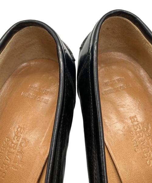 HERMES（エルメス）HERMES (エルメス) Hロゴエナメルモカシンローファー ブラック サイズ:36の古着・服飾アイテム