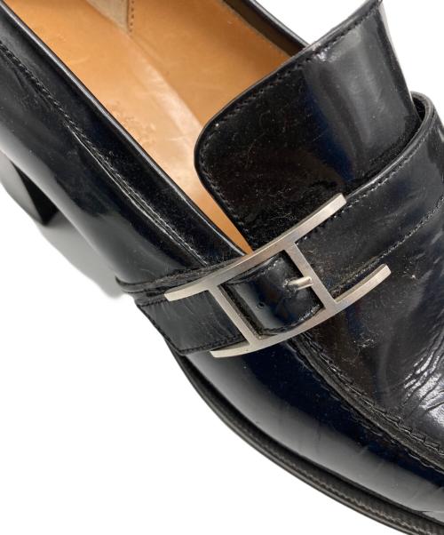 HERMES（エルメス）HERMES (エルメス) Hロゴエナメルモカシンローファー ブラック サイズ:36の古着・服飾アイテム