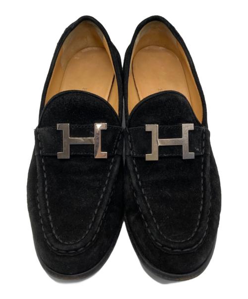 HERMES（エルメス）HERMES (エルメス) コンスタンス Hロゴヒールローファー ブラック サイズ:36の古着・服飾アイテム