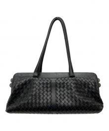 BOTTEGA VENETA（ボッテガベネタ）の古着「イントレチャートがま口ハンドバッグ/131670」｜ブラック