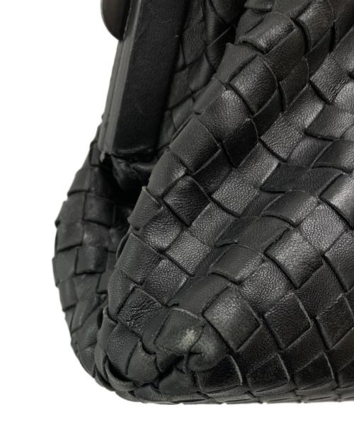 BOTTEGA VENETA（ボッテガベネタ）BOTTEGA VENETA (ボッテガベネタ) イントレチャートがま口ハンドバッグ/131670 ブラックの古着・服飾アイテム