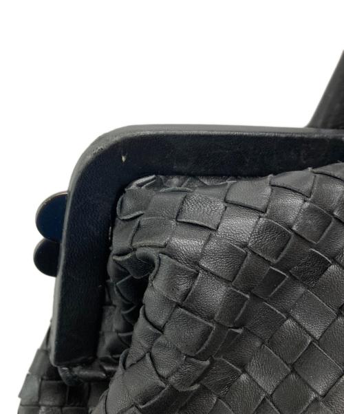 BOTTEGA VENETA（ボッテガベネタ）BOTTEGA VENETA (ボッテガベネタ) イントレチャートがま口ハンドバッグ/131670 ブラックの古着・服飾アイテム