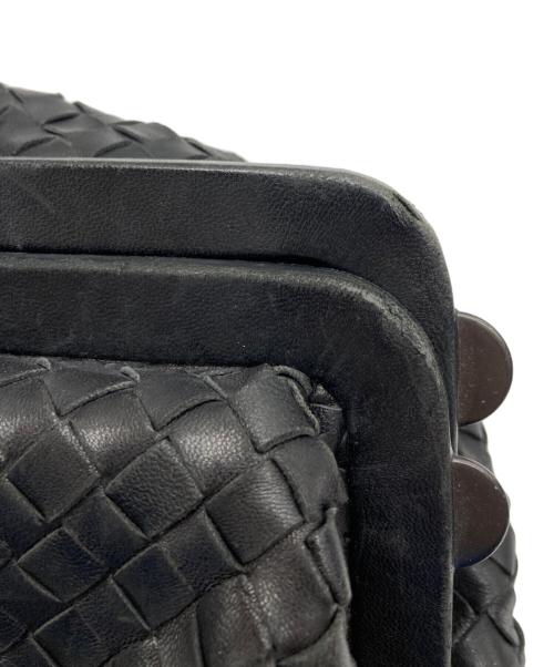 BOTTEGA VENETA（ボッテガベネタ）BOTTEGA VENETA (ボッテガベネタ) イントレチャートがま口ハンドバッグ/131670 ブラックの古着・服飾アイテム