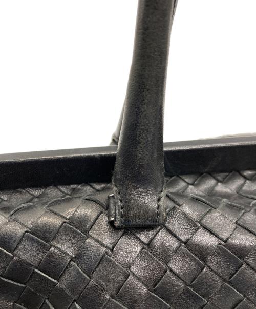 BOTTEGA VENETA（ボッテガベネタ）BOTTEGA VENETA (ボッテガベネタ) イントレチャートがま口ハンドバッグ/131670 ブラックの古着・服飾アイテム