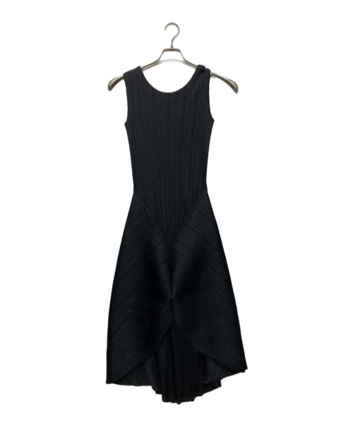 PLEATS PLEASE（プリーツプリーズ）PLEATS PLEASE (プリーツプリーズ) ノースリーブ変形プリーツワンピース/PP53-JH557 ブラック サイズ:3の古着・服飾アイテム