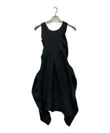 PLEATS PLEASE（プリーツプリーズ）の古着「ノースリーブ変形プリーツワンピース/PP53-JH843」｜ブラック