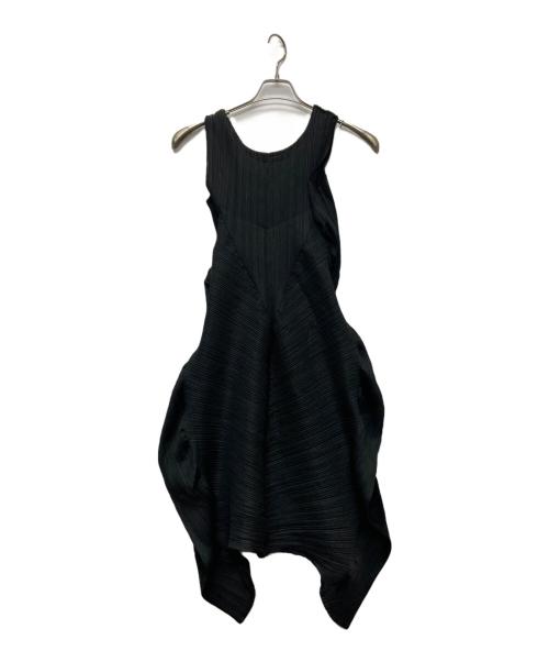 PLEATS PLEASE（プリーツプリーズ）PLEATS PLEASE (プリーツプリーズ) ノースリーブ変形プリーツワンピース/PP53-JH843 ブラック サイズ:3の古着・服飾アイテム