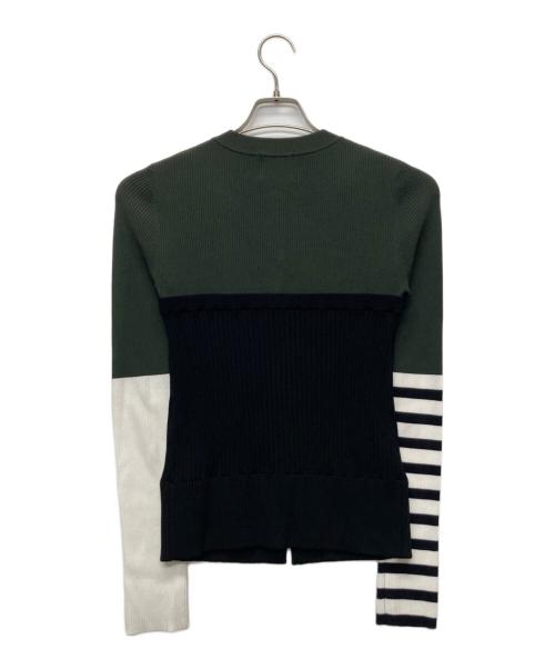 OMMO（オーエムエムオー）OMMO (オーエムエムオー) BUSTIER DOCKING BORDER/882520503301 KNIT グリーン×ブラック サイズ:Fの古着・服飾アイテム