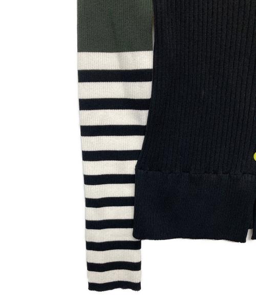 OMMO（オーエムエムオー）OMMO (オーエムエムオー) BUSTIER DOCKING BORDER/882520503301 KNIT グリーン×ブラック サイズ:Fの古着・服飾アイテム