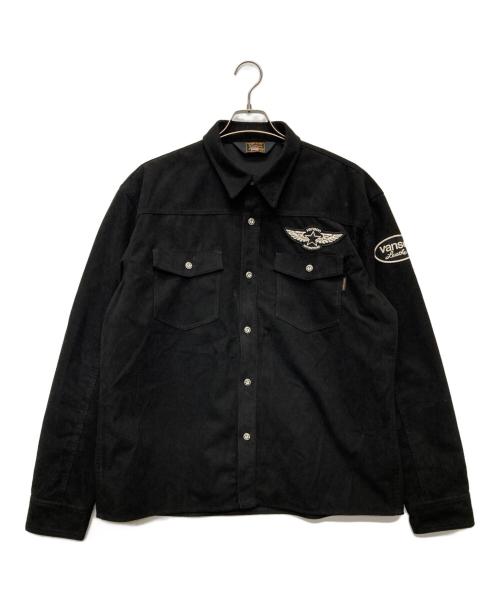 VANSON（バンソン）VANSON (バンソン) 起毛プレーティングイーグル刺繍シャツ ブラック サイズ:XXLの古着・服飾アイテム