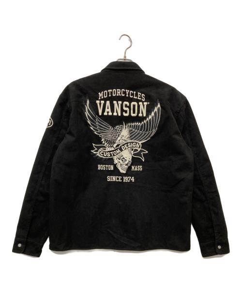 VANSON（バンソン）VANSON (バンソン) 起毛プレーティングイーグル刺繍シャツ ブラック サイズ:XXLの古着・服飾アイテム
