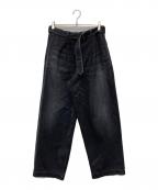 Graphpaperグラフペーパー）の古着「Selvage Denim Belted Pants/GU253-40064DB」｜ブラック
