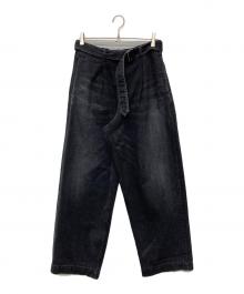 Graphpaper（グラフペーパー）の古着「Selvage Denim Belted Pants/GU253-40064DB」｜ブラック