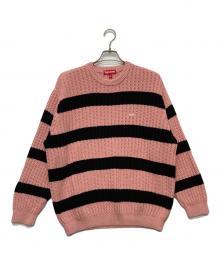 SUPREME（シュプリーム）の古着「Loose Gauge Stripe Small Box Sweater "Pink"」｜ピンク×ブラック