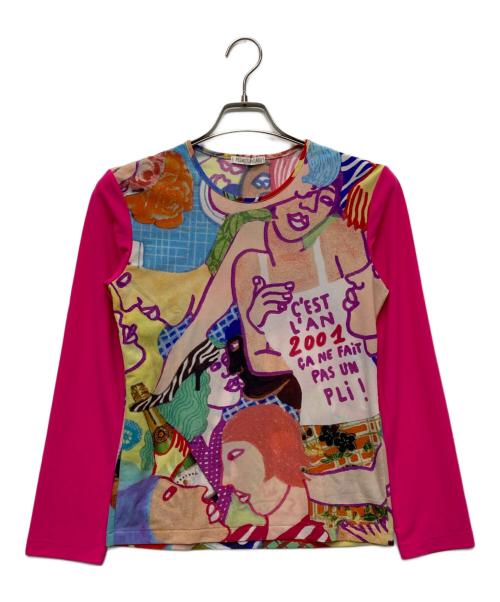 PLEATS PLEASE（プリーツプリーズ）PLEATS PLEASE (プリーツプリーズ) GRAFFITI ART カットソー/PP17-JR441 ピンク サイズ:３の古着・服飾アイテム