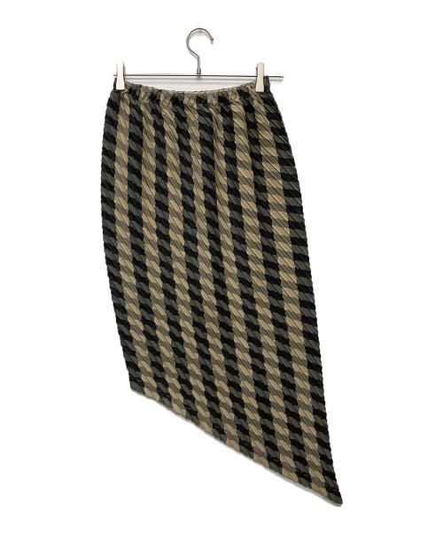 ISSEY MIYAKE（イッセイミヤケ）ISSEY MIYAKE (イッセイミヤケ) バイアスプリーツスカート/IM84-FG913 ブラック×ベージュ サイズ:Ｍの古着・服飾アイテム