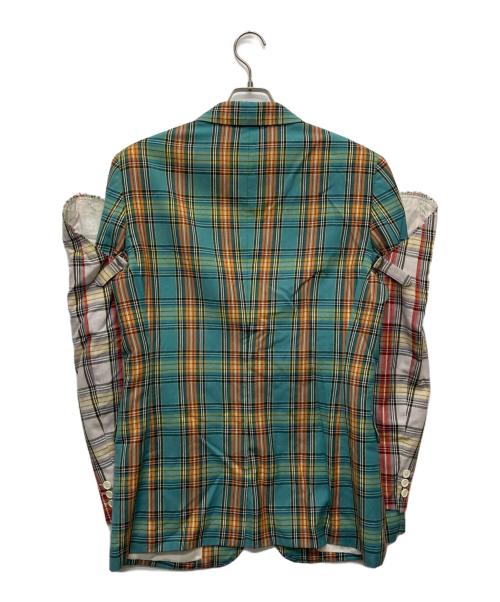 COMME des GARCONS HOMME PLUS（コムデギャルソンオムプリュス）COMME des GARCONS HOMME PLUS (コムデギャルソンオムプリュス) 14SS サマーウールタータンチェックアームカバードッキングレイヤードテーラードジャケット/PM-J076 グリーン サイズ:Ｍの古着・服飾アイテム