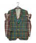 COMME des GARCONS HOMME PLUS（コムデギャルソンオムプリュス）の古着「14SS サマーウールタータンチェックアームカバードッキングレイヤードテーラードジャケット/PM-J076」｜グリーン