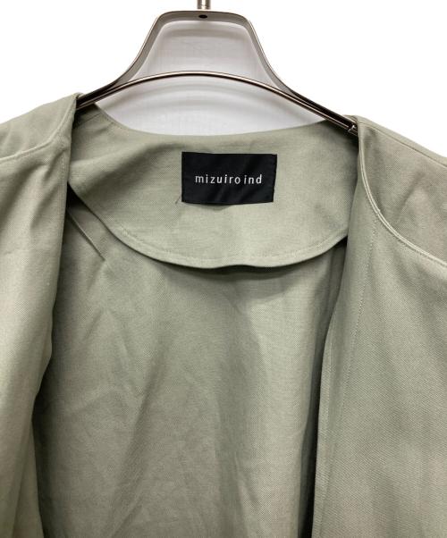 mizuiro-ind（ミズイロインド）mizuiro-ind (ミズイロインド) ノーカラーコットンワイドコート カーキ サイズ:Freeの古着・服飾アイテム