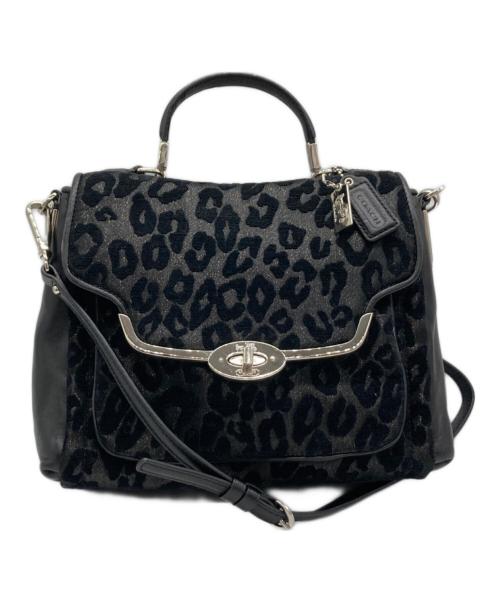 COACH（コーチ）COACH (コーチ) マディソン シェニール オセロット スモール セイディー フラップ サッチェル/26284 ブラックの古着・服飾アイテム