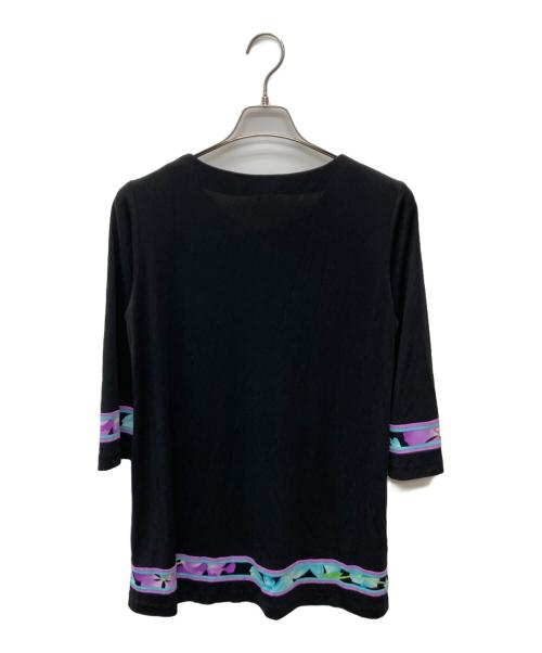 LEONARD FASHION（レオナールファッション）LEONARD FASHION (レオナールファッション) フラワーデザインロングスリーブカットソー ブラック サイズ:40の古着・服飾アイテム