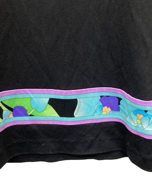 LEONARD FASHION（レオナールファッション）LEONARD FASHION (レオナールファッション) フラワーデザインロングスリーブカットソー ブラック サイズ:40の古着・服飾アイテム