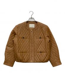 GRACE CLASS（グレースクラス）の古着「レザーキルティングノーカラージャケット/2930 4071-0」｜ベージュ