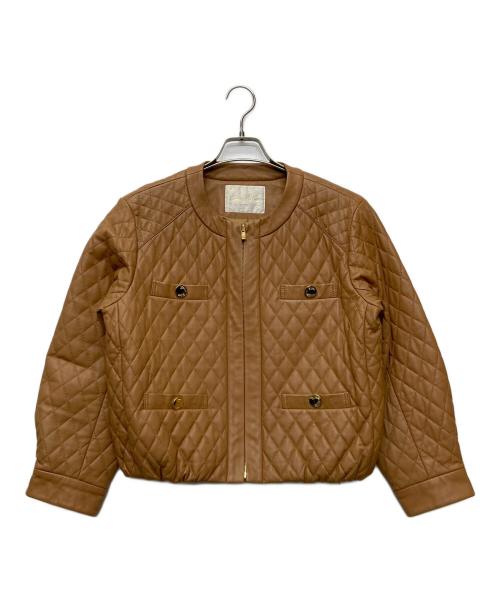 GRACE CLASS（グレースクラス）GRACE CLASS (グレースクラス) レザーキルティングノーカラージャケット/2930 4071-0 ベージュ サイズ:38の古着・服飾アイテム