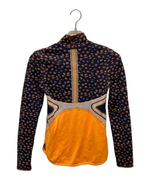 Mame Kurogouchi（マメクロゴウチ）mame kurogouchi (マメクロゴウチ) Floral Jacquard High Neck Knitted Top ネイビー サイズ:1の古着・服飾アイテム