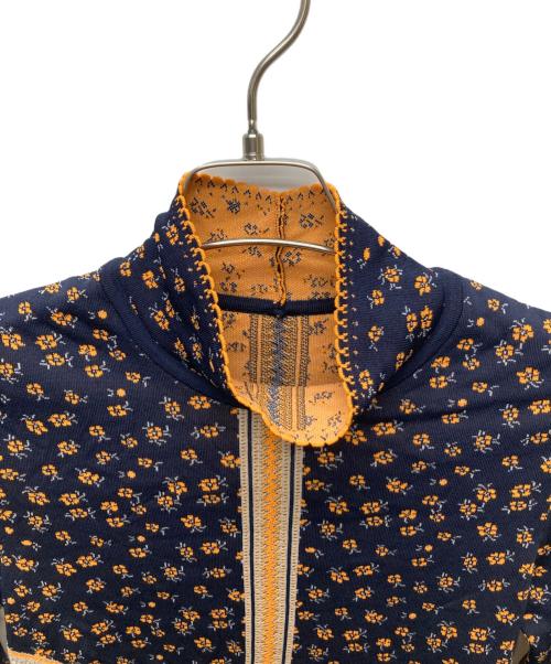 Mame Kurogouchi（マメクロゴウチ）mame kurogouchi (マメクロゴウチ) Floral Jacquard High Neck Knitted Top ネイビー サイズ:1の古着・服飾アイテム