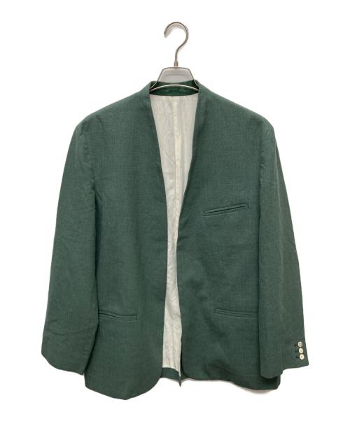 seya.（セヤ）seya. (セヤ) ウールシルクコットンノーカラージャケット グリーン サイズ:Lの古着・服飾アイテム