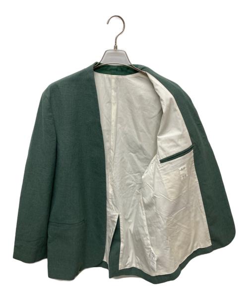 seya.（セヤ）seya. (セヤ) ウールシルクコットンノーカラージャケット グリーン サイズ:Lの古着・服飾アイテム