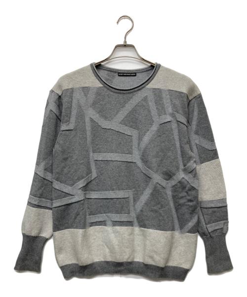 ISSEY MIYAKE MEN（イッセイミヤケメン）ISSEY MIYAKE MEN (イッセイミヤケメン) 総柄コットンニット/ME81KN212 グレー サイズ:2の古着・服飾アイテム