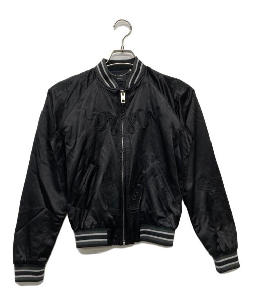 DIESEL（ディーゼル）DIESEL (ディーゼル) 刺繍ジップブルゾン ブラック サイズ:ＸＳの古着・服飾アイテム