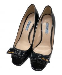 PRADA（プラダ）の古着「ウェッジソールエナメルパンプス」｜ブラック