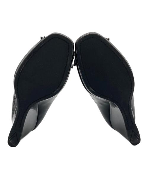 PRADA（プラダ）PRADA (プラダ) ウェッジソールエナメルパンプス ブラック サイズ:24.5cmの古着・服飾アイテム