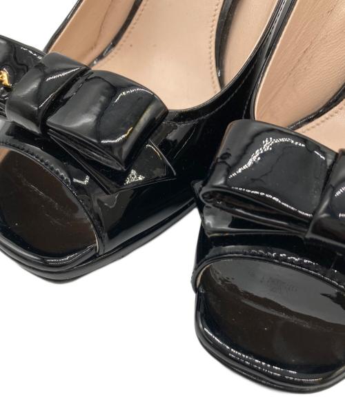 PRADA（プラダ）PRADA (プラダ) ウェッジソールエナメルパンプス ブラック サイズ:24.5cmの古着・服飾アイテム