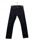 RRLダブルアールエル）の古着「スリムフィットセルビッチデニムパンツ」｜ブラック