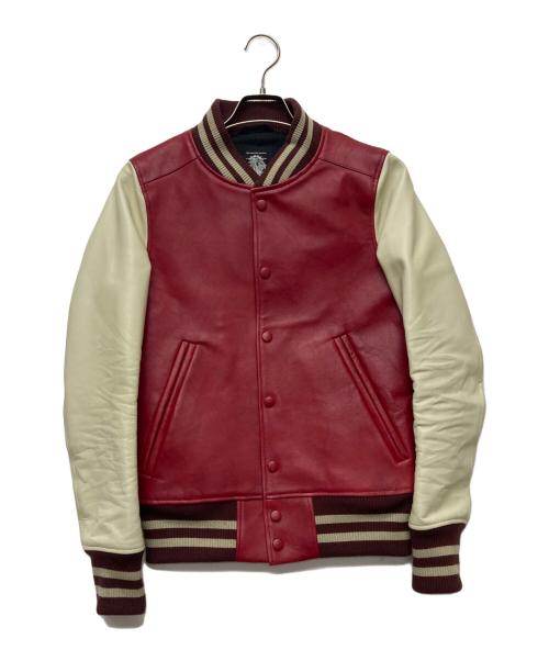 acanthus（アカンサス）acanthus (アカンサス) レザースタジアムジャケット/LST1101 レッド サイズ:Ｍの古着・服飾アイテム