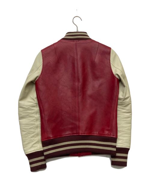 acanthus（アカンサス）acanthus (アカンサス) レザースタジアムジャケット/LST1101 レッド サイズ:Ｍの古着・服飾アイテム