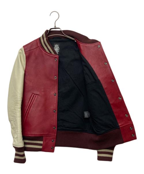 acanthus（アカンサス）acanthus (アカンサス) レザースタジアムジャケット/LST1101 レッド サイズ:Ｍの古着・服飾アイテム