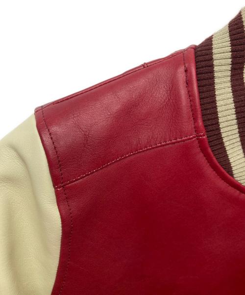 acanthus（アカンサス）acanthus (アカンサス) レザースタジアムジャケット/LST1101 レッド サイズ:Ｍの古着・服飾アイテム